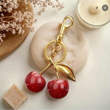 Cute Cherry Keychain For Women | Leather Keyring Charm | Lovely Handbag/Car Key Accessory | Sweet Complement To Elevate Your Essentials | Cute Fruit Pendant Charm For Purse Zipper, Minimalist Feminine Key Fob, Romantic Girly Gift Idea, Cute Everyday Accessory For Back To Campus, Travel, Date Night, Work Bag, Bridesmaid Favor, Birthday Present, Holiday Gift, Festive Season Stocking Addition, Stylish Pocket-Friendly Accent Piece, Easy To Clip On Keys Or Bag, Lightweight Portable Charm, Perfect For Gifting And Personal Use - Multicolor - View 6