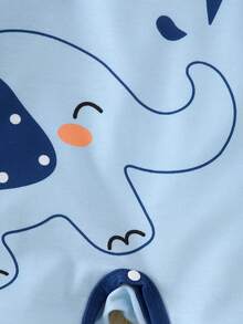 Baby Boys Autumn Winter Stylish Cartoon Animal Print Long Sleeve Jumpsuit Toddler Boys Fall Winter Casual Cute Elephant Print Round Neck Long Sleeve Baby Boys Autumn Winter Cartoon Elephant All-Over Print Round Neck Long Sleeve Jumpsuit - Multicolor - View 5