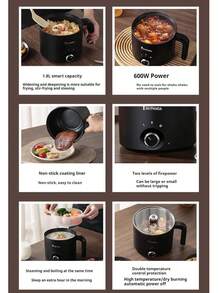 RAF 1.8L Multi-Function Electric Hot Pot, Suitable For 1-3 People, Non-Stick Coating, Frying, Boiling, Steaming Functions, Ideal For Home Kitchen, Great Gift For Valentine's Day And Christmas