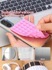 1/4pcs Silicone Suction Cup Phone Holder, 40 Independent Suction Cups Reusable Double-Sided Stand, Silicone Phone Grip, Suction Cup Phone Holder, Hands Free Phone Handle, Finger Ring Stand Compatible With Iphone & Android,It Is Suitable For Smooth Glass Back Cover Of Mobile Phone, Not For Rough Frosted Back Cover Of Mobile Phone,Suitable For Makeup, Fitness, Shower, Car And Kitchen Use - Multicolor 2 - View 3
