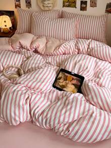 3pcs Thickened Polyester Retro Printed Bedding Set, Suitable For Boys, Girls, Dorm, Bedroom, Zipper Closure, All Season, Soft & Breathable, Fit For Twin, Full, Queen, King Bed (1 Duvet Cover, 2 Pillow Shams, No Filler) - Multicolor - View 3