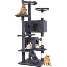 | 54" Cat Tree Tower | Ashy | Sturdy, Easy To Assemble, Multi-Level Activity Center With Sisal Scratching Posts, Condos, Perches, Hanging Cat S, Observation Decks & Ladder,23942387 - Beige - View 1