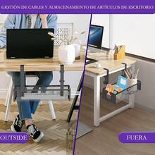 Bandeja de gestión de cables para debajo del computadora, Con clip de acabado de cable de pc, sin acabado de perforación, accesorios y organizadores de espacio de trabajo para oficina, hogar. - negro 1 - Ver 6