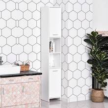 HOMCOM Slim Bathroom Cabinet, Tall Bathroom Storage Cabinet With 2 Doors, Open Compartment And Adjustable Shelves, White - 白色 - 查看 8