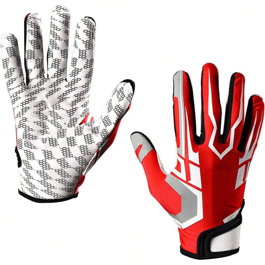 Guantes Futbol Americano,Deportivo de Alto Agarre Guantes Protectores Antideslizantes de Fútbol Americano para Jóvenes y Adultos (L) - 1 - Ver 1
