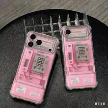 Pink Secret Phone Pattern Four Corners Anti-Drop Transparent UV Printed Phone Case For 17, 16, 15, 14, 13, 12, 11 Pro Max X XS Max Series, Halloween, Christmas And Thanksgiving Gifts For Friends And Family, Holiday Gifts, Fashion Phone Case, Fun Pattern, Shockproof Case, Durable Material, Phone Case, Fashion Case,  Users, Holiday Buyers - 透明的 - 查看 9