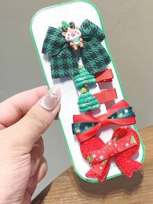 Set de 5 pinzas para el cabello con purpurina navideña para mujeres, pasadores de cabello pequeños y lindos para cabello fino, flequillo lateral, accesorios para el cabello rojos, pasadores, barrettes