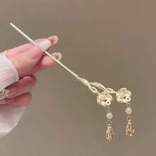 1个复古花朵发夹，优雅汉服/旗袍配饰，百搭莲花发夹，金属发夹，简约小众发髻发夹，复古中式创意发饰，发髻延长器，发型发夹，发饰，头部配饰，女士发饰 - 多色A - 查看 5