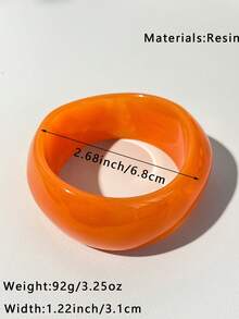 1 pieza Pulsera de resina redonda de la serie naranja talla grande vendida con diseño de teñido anudado, pulsera de brazalete elegante y de moda adecuada para fiestas y regalos - Multicolor - Ver 8