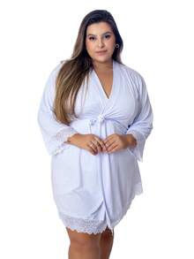 Plus Size White Robes & Robe Sets - White - View 1