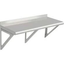 Estantes de pared de acero inoxidable de alta resistencia, estantes flotantes de calidad comercial con acabado cepillado, soporte triangular e instalación sin herramientas para cocina, garaje y lavadero - 48 x 14 x 14 pulgadas - Ver 1