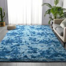Large Shaggy Area Rug For Living Room & Bedroom – Stain-Resistant Fluffy Carpet With 1.4 In High Pile, Plush Aesthetic Throw Rug, Non-SIip Rubber Backing With 4 Anti-SIip Pads, Durable Edge Stitching – Cozy Minimalist Decor – Great Gift For New Year ! - Light Navy - 查看 2