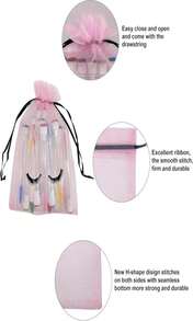 Jexila 100 Pack Lash Bags For Clients Eyelash Aftercare Lash Extension Kit Bags Pink Mesh Makeup Bag With Drawstring Cosmetic Organza Gift Bag For Small Business Supplies - ColorB - 查看 6