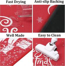 Christmas Kitchen Mats , Christmas Tree Linen Kitchen Rugs And Mats For Bathroom Floor, Christmas Home Decorations - 紅色 - 查看 3