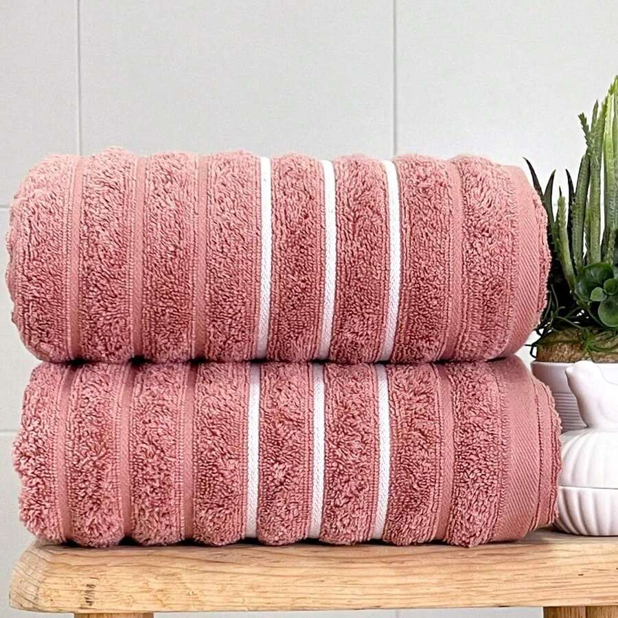 Wave Bath Towel Combed Yarn 80x150 Pink - Multicolor - View 1