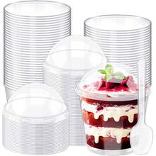 Conjunto de 10/25 unidades de copos de sobremesa de plástico transparente, com capacidade aproximada de 170 ml (5,7 oz), ideais para gelatina, pudim e sorvete. Perfeitos para fazer bolos de sorvete, decorar sobremesas, organizar festas de aniversário, casamentos e outros eventos. Adequados para Natal, Ano Novo, aniversários, casamentos e outras ocasiões. - Várias cores/estilos aleatórios - Ver 1