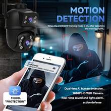 closeli 1PC Dual-Lens Wireless  Camera - 2.4GHz, IPX5, AI Motion Tracking, Color Night Vision, Two-Way Audio, Motion Alarm, Rotation/Tilt, Video Surveillance, CCTV Monitor, Supports SD Card/Cloud Storage (Cloud Storage Requires Payment), Camera Security For Home & Business - 彩色 - 查看 11