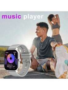 SIMSONLAB 1pc 1.83-Inch Silicone Watch Band, Steel Smart Watch Strap, Wireless Calling, Unisex Fashion Sports Smart Watch, Compatible With Android And IOS