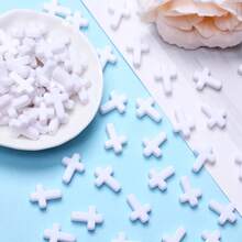 50Pcs Fashion Spring Cream Color Cross Shape Beads DIY Jewelry Accessories For Necklace Bracelet Making - 白色 - 查看 2