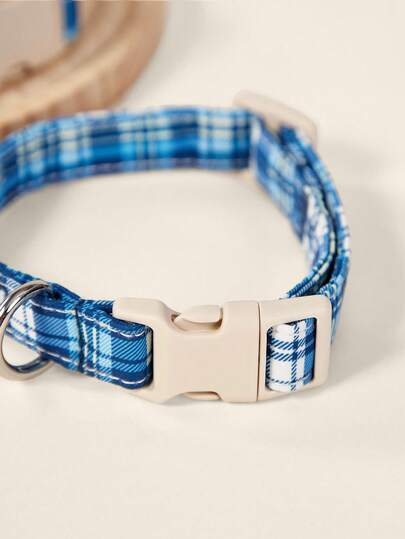 PETSIN Navy Blue Plaid High Quality Collar Designed Specially For Small & Medium Pets, Fashionable & Popular Pet Cat Dog Indoor & Outdoor Plastic Buckle Collar