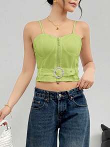 Women Tank Tops & Camis - Green - View 3
