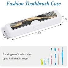 Toothbrush Travel Case - Pattern, Holder And Covers For Toothbrushes, Includes Tongue Scraper Case - 黑色大理石 - 查看 2
