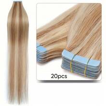 Extensiones de cabello humano con cinta adhesiva, paquete de 20 unidades, color rubio, cabello virgen, calidad profesional, 50 g/paquete, de 30,5 cm a 61 cm - Color Piano - Ver 3
