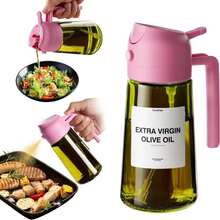 TrendPlain - Original 16oz/470ml Olive Oil Dispenser Bottle For Kitchen Gadgets And Air Fryer Accessories - Olive Oil Sprayer For Cooking W/Stickers - Bubblegum - ColorI - 查看 1