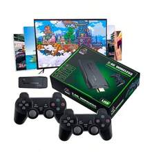M8 Retro Game Console 64G Wireless, Equipped With Dual 4K 2.4G Wireless Controller, USB Plug-And-Play Game Joystick, Built-In 20,000+ Games - Negro - Ver 2