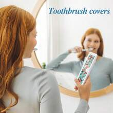 Toothbrush Travel Case - Pattern, Holder And Covers For Toothbrushes, Includes Tongue Scraper Case - 番紅花 - 查看 4