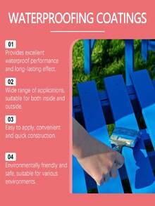 Waterproof Cement Coating, Suitable For Interior And Exterior Walls, Waterproof And Moisture-Proof, Strong Alkali Resistance, Time-Saving And Quick-Drying, Strong Penetration Ability, Effectively Prevents Seepage, Long-Lasting Waterproofing, Applicable For Multiple Scenarios, Unlimited Waterproofing, Roof Leakage, Exterior Wall Leakage, Pipe Crack Sealing, Waterproof, Cement Waterproof Coating, Parking Lot, Tunnel, Bathroom, Storage Room, Waterproof Sealant