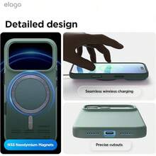 elago Funda Magnética de Silicona para iPhone 17 Pro MAX 6,9'' - Compatible con MagSafe, Silicona Líquida Premium, Funda Protectora, Antigolpes, Perfil Delgado (Azul Cielo) - Verde Medianoche - Ver 2