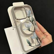 Funda de Teléfono de Flor de Magnolia Artificial, Cubierta Protectora Beige Magnética Anticaída con Carga Inalámbrica, Adecuada para iPhone 16 Pro Max 15 14 Plus 13 12 11, Regalo de Navidad, Regalo de Año Nuevo, Regalo de Pascua, Regalo de Halloween, Gran Elección para Familiares y Amigos - Colores mixtos - Ver 8