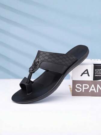 Men's Summer New Lightweight Breathable Non- EVA Sole Slide Sandals, Fashionable Casual Strap Beach Slippers