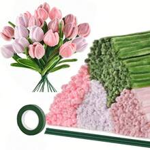 花卉管道清洁器，216/431件管道清洁器，4色管道清洁器工艺品，雪尼尔茎管道清洁器工艺套件 - 耐用粉色管道清洁器，用于工艺品和花卉，雪尼尔茎用于DIY花束套件（带花线），创意礼物永生花用品，用于派对装饰 - 彩色 - 查看 1