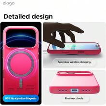 elago Funda Magnética de Silicona para iPhone 17 Pro MAX 6,9'' - Compatible con MagSafe, Silicona Líquida Premium, Funda Protectora, Antigolpes, Perfil Delgado (Azul Cielo) - Rosa brillante - Ver 10
