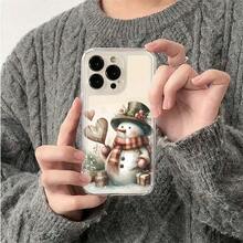 Funda de teléfono transparente con tema navideño de muñeco de nieve - Funda de teléfono suave y resistente de TPU premium adecuada para modelos de 17, 16, 15, 14, 13, 12, 11 Pro Max, así como 16, 14 Plus, 12 Mini, X, XS Max, XR, 8 y 7 Plus, Funda de teléfono con muñeco de nieve navideño, Funda/Fundas de teléfono, Funda de teléfono - transparente - Ver 7