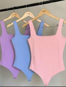 Kit 3 Body Bori Women's Tank Top Thick Strap Basic Casual Blogger Suplex Various Colors Spring Summer - BB藍/淡紫色/BB粉紅 - 查看 2