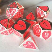 7pcs Metal Solid Dice Set, Handmade Polyhedral D4 D6 D8 D10 D20 Solid Game Dice Set, Suitable For Role-Playing Games 7-Piece Set - Multicolor - View 1