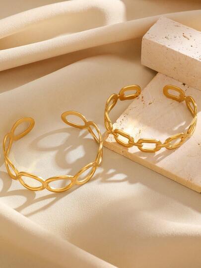 1 szt. Geometryczna, pusta, okrągła, otwarta bransoletka ze stali nierdzewnej, asymetryczny design, swobodna i odpowiednia do noszenia na co dzień