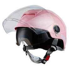 2025 新款 1 件装（适合 58-64 厘米头围）双镜片电动自行车头盔，耐冲击 ABS 外壳，男女通用摩托车安全帽，实用简约设计 - 彩色 - 查看 5