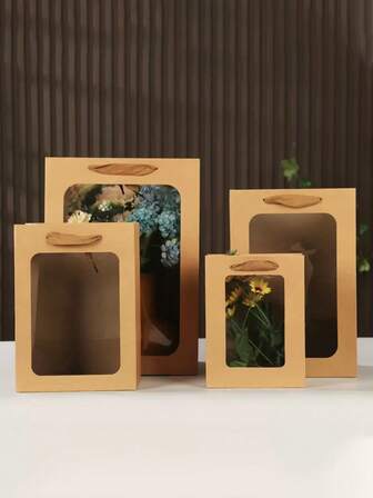 1/12 piezas Bolsas de regalo semi-transparentes, bolsas de regalo sencillas, nuevas bolsas de embalaje de regalo, bolso de regalo de ropa, bolsa de papel kraft portátil, bolsa de compras para pequeños negocios, bolsas de regalo para fiestas, embalaje de regalo para bodas y cumpleaños, bolsa de tela para el Día de San Valentín hecha a mano