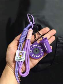 Yogodlns 時尚運動健身啞鈴吊飾可愛鑰匙圈 吊飾包掛件 汽車鑰匙圈 手編尼龍繩鑰匙圈 - 彩色 - 查看 4