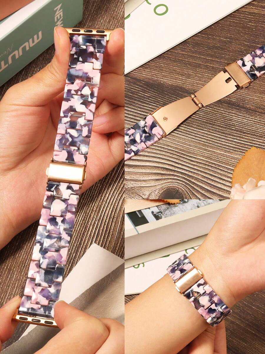 Cinturino per orologio in resina leggero e sottile compatibile con orologi da 49mm, 46mm, 45mm, 44mm, 42mm, 41mm, 40mm, 38mm, con fibbia in acciaio inossidabile, sostituibile per Serie SE, 11, 10, 9, 8, 7, Ultra, 6, 5, 4, 3, 2, 1, adatto per uomo e donna - floreale blu - Visualizzare 1
