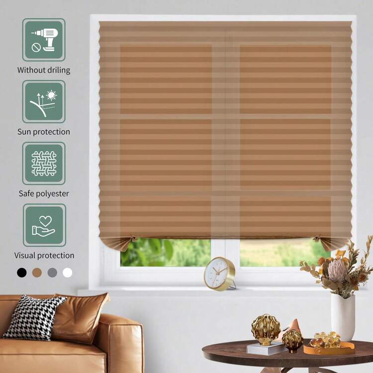 1 pieza Cortina plisada minimalista, opciones de multicolor y tamaño, oscurecimiento parcial, transpirable, fácil instalación, versátil para todas las habitaciones - Multicolor - Añade 15
