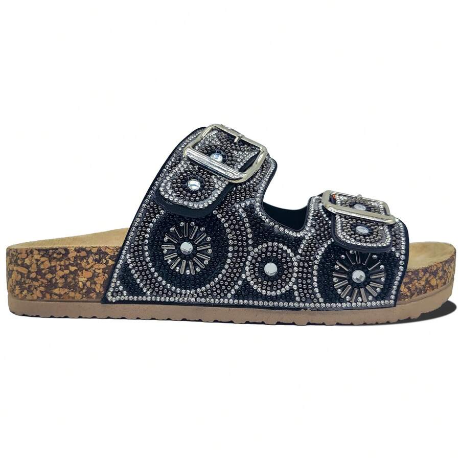 Meijile Women's  Pebble Sandal With Elegant Print Details And Superior Comfort201 - Preto - 查看 1