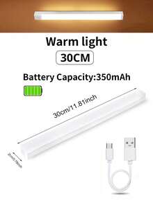 1个LED无线感应橱柜灯,磁吸式USB充电夜灯(10/20/30/50厘米),适用于厨房、卧室、橱柜、衣柜、楼梯、走廊照明(请观看视频了解安装指南)。电池容量:150mAh、200mAh、350mAh,厨房配件 - 櫥櫃感應條燈 - 查看 19