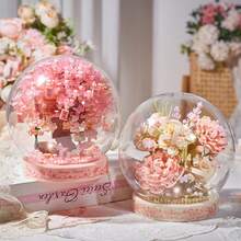 Bộ xếp hình trang trí bằng hoa nhài/hồng/tulip/dành dành/lan/anh đào/hướng dương được làm thủ công, chống bụi, chất lượng cao, thích hợp cho Ngày Valentine/Ngày của Mẹ/Giáng sinh/Sinh nhật/Lễ Tạ ơn. - Nhiều màu - Xem 9