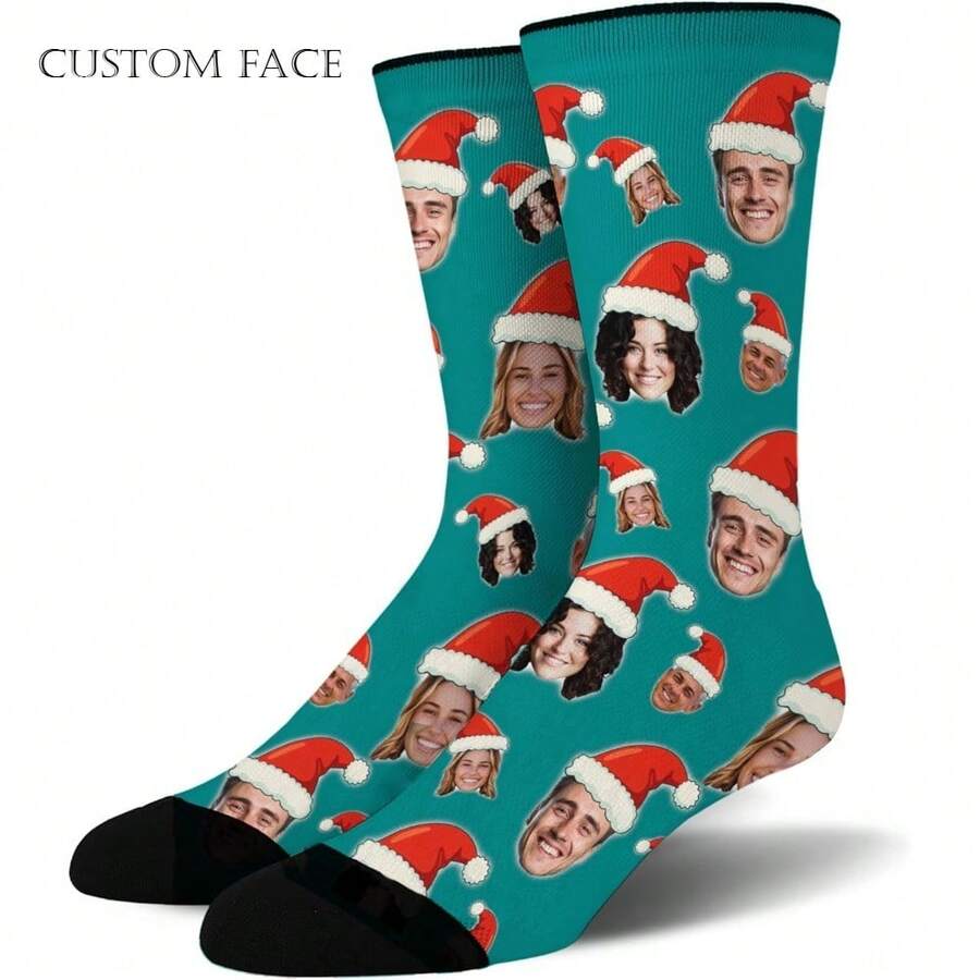 1PC Personalized Face Socks With A Funny Twist – Custom Novelty Gifts For Men, Women, Dog Lovers And Cat Lovers On Valentine's Day & Christmas - Black - View 1