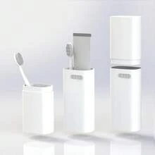 Compact White Travel Toothbrush Holder Case With Ventilation Hole, Portable Travel Toothbrush Cup With Cover, Storage Container For Trip Bathroom - Simple White - View 1